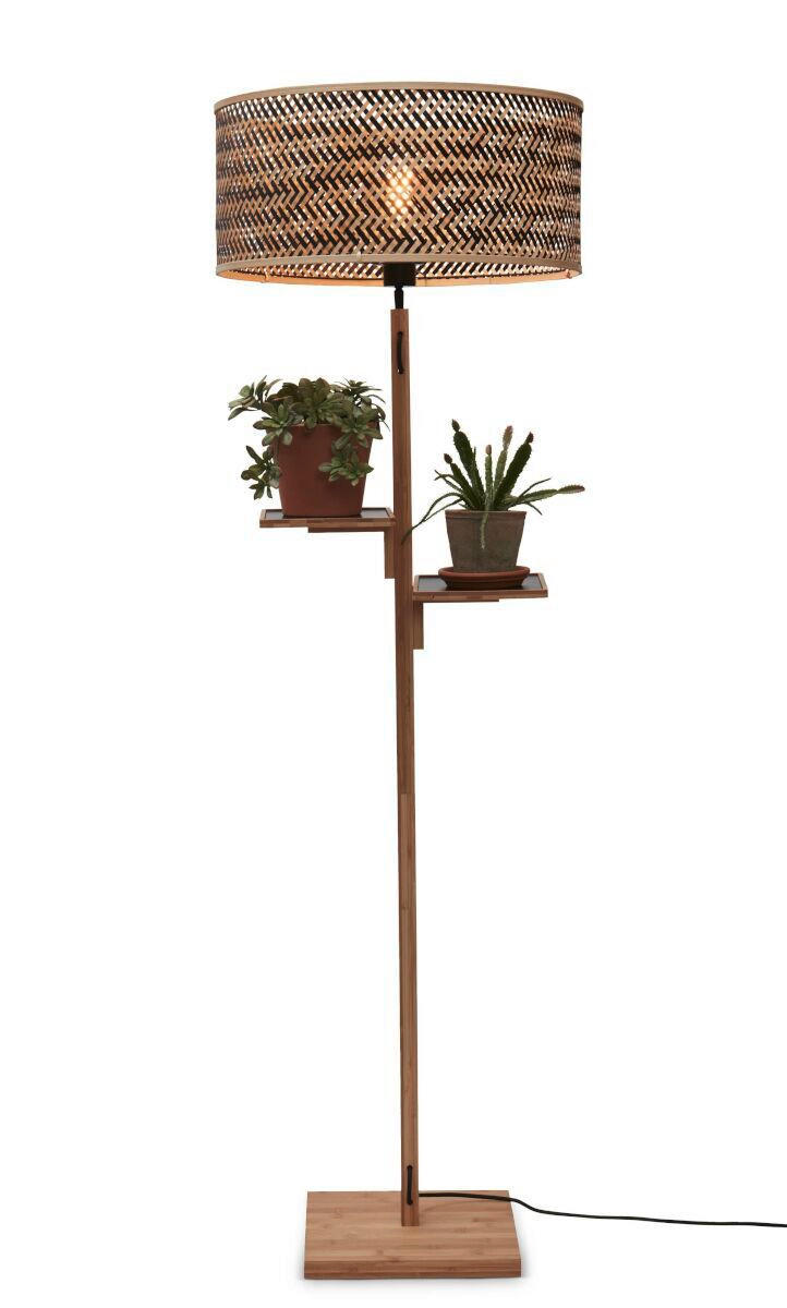 STEHLEUCHTE 50/50/158 cm - Schwarz/Naturfarben, Trend (50/50/158cm) - Good & Mojo