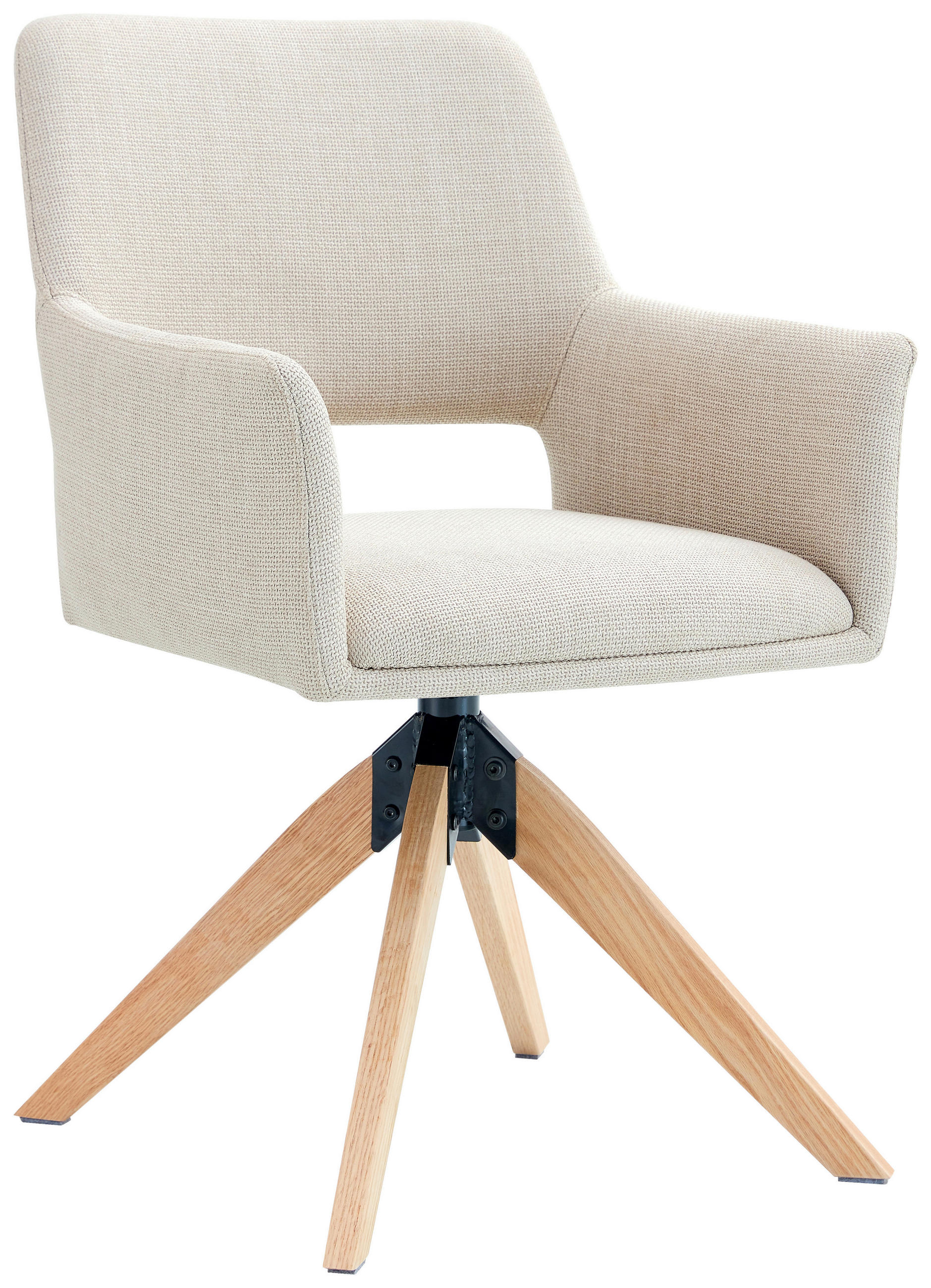 ARMLEHNSTUHL  in Eisen Webstoff  - Beige/Naturfarben, LIFESTYLE, Holz/Textil (62/87/60cm) - MID.YOU