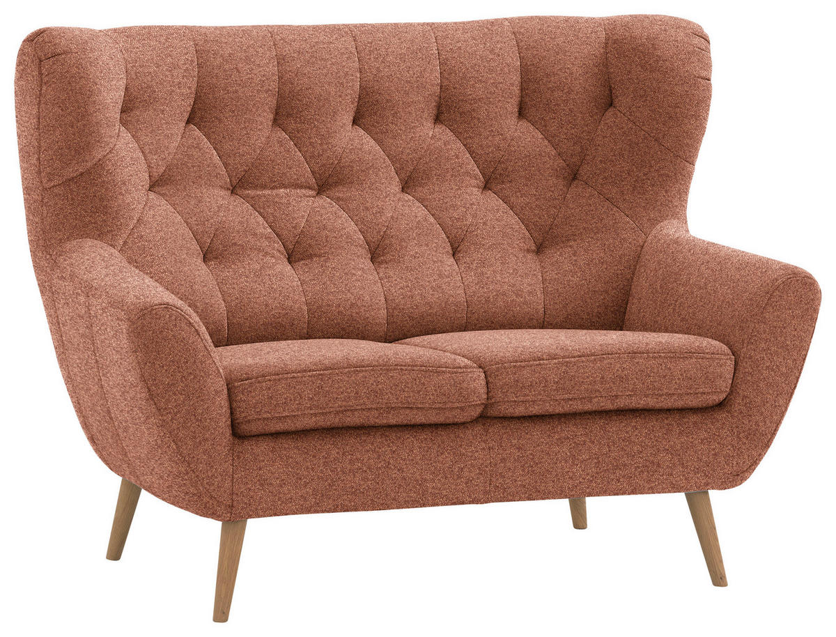 2-SITZER-SOFA in Flachgewebe Rostfarben  - Eichefarben/Rostfarben, Design, Holz/Holzwerkstoff (138/104/92cm) - Stylife