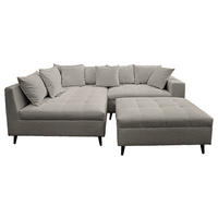 Ecksofa inkl. Hocker Bouclé Dunkelgrau  - Dunkelgrau/Schwarz, Design, Holz/Textil (174/247cm) - MID.YOU