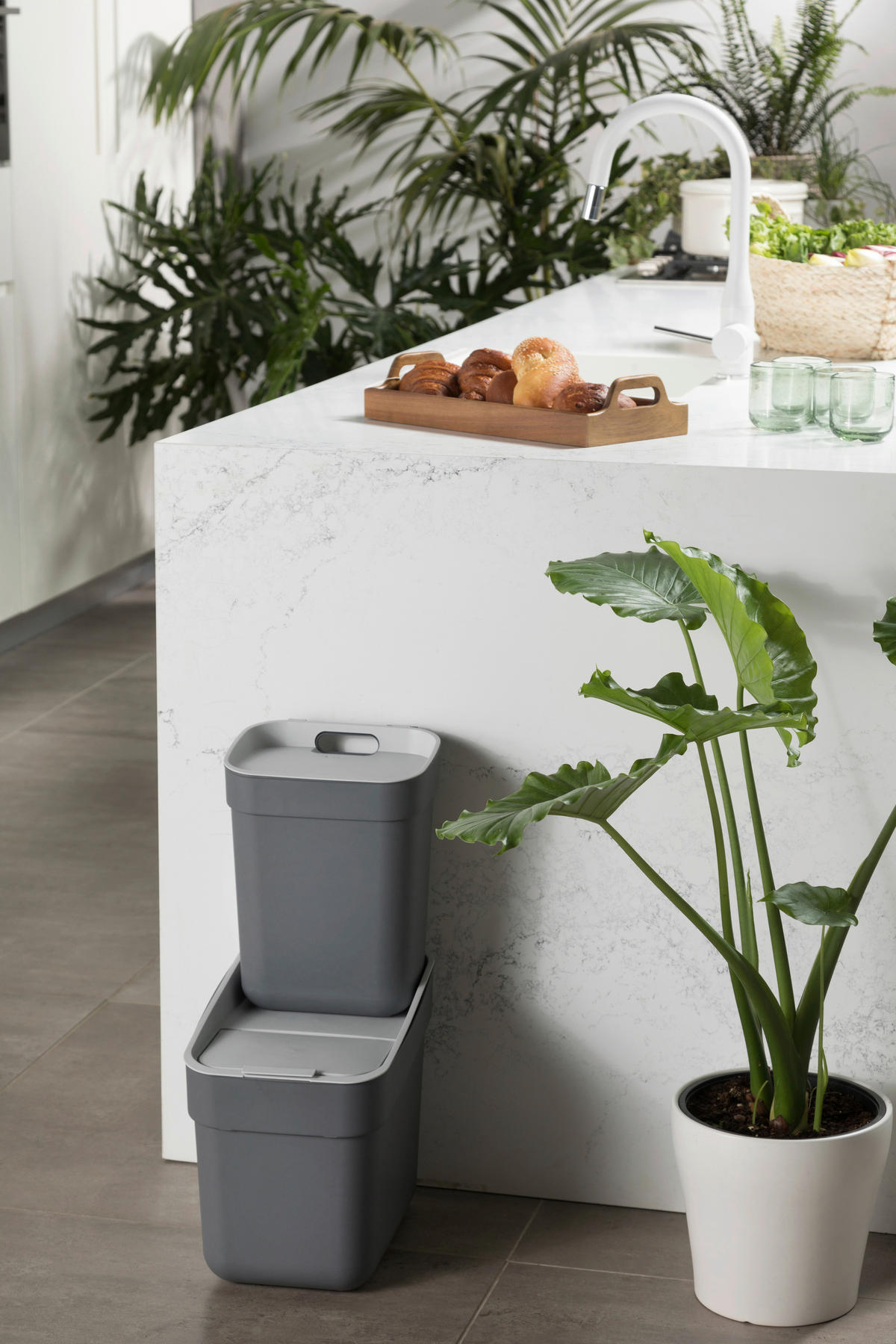 ABFALLEIMER 20 L  - Dunkelgrau/Grau, KONVENTIONELL, Kunststoff (25/33/37cm) - Keter