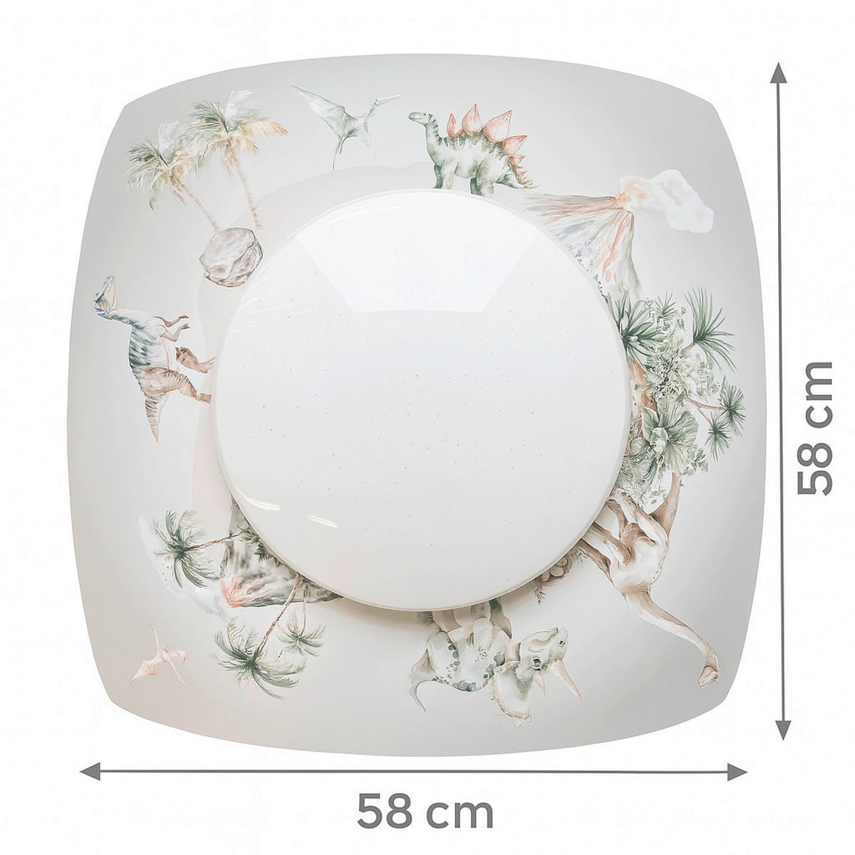 LED-KINDERDECKENLEUCHTE Jurassic 58/58/12 cm   - Weiß, Basics, Holz (58/58/12cm)