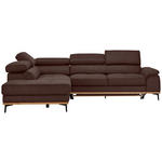 ECKSOFA inkl.Funktionen Mokka Lederlook  - Schwarz/Mokka, Natur, Holz/Textil (226/282cm) - Novel