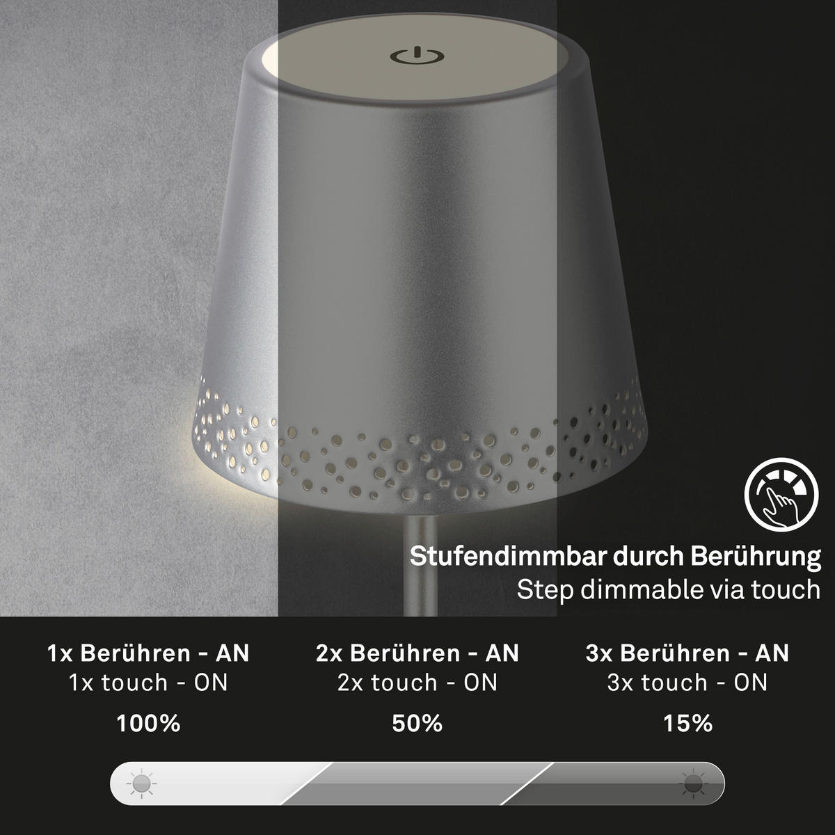 PUNJIVA STONA LAMPA - boja hroma, Trendi, metal (12/22-38cm)