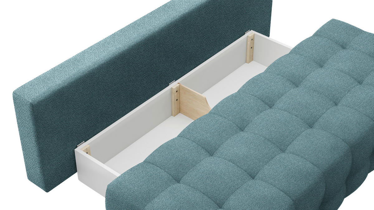 SCHLAFSOFA in Chenille, Plüsch Blau  - Blau/Schwarz, KONVENTIONELL, Kunststoff/Textil (209/96/100cm) - Stylife