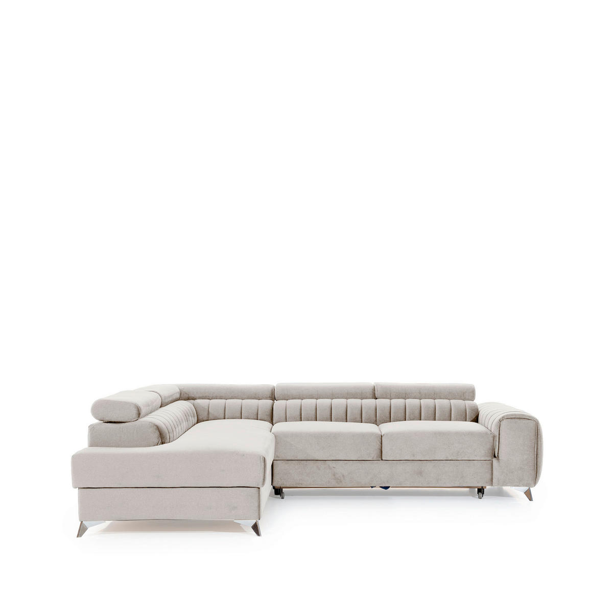 ECKSOFA  in Plüsch Beige  205/278 cm  - Beige/Silberfarben, Design, Textil/Metall (205/278cm) - P & B