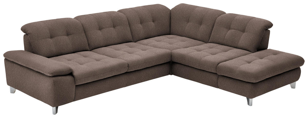 ECKSOFA in Chenille Braun  - Chromfarben/Braun, Design, Textil/Metall (310/260cm) - Beldomo Speed