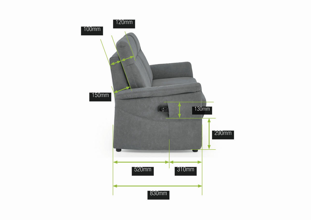 3,5-SITZER  in Mikrofaser Dunkelgrau Modern, Retro  - Dunkelgrau/Schwarz, KONVENTIONELL, Kunststoff/Textil (205/98/91cm) - Elegando