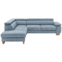 ECKSOFA in Mikrofaser Blau  226/273 cm  - Blau/Eichefarben, Natur, Holz/Textil (226/273cm) - Beldomo System