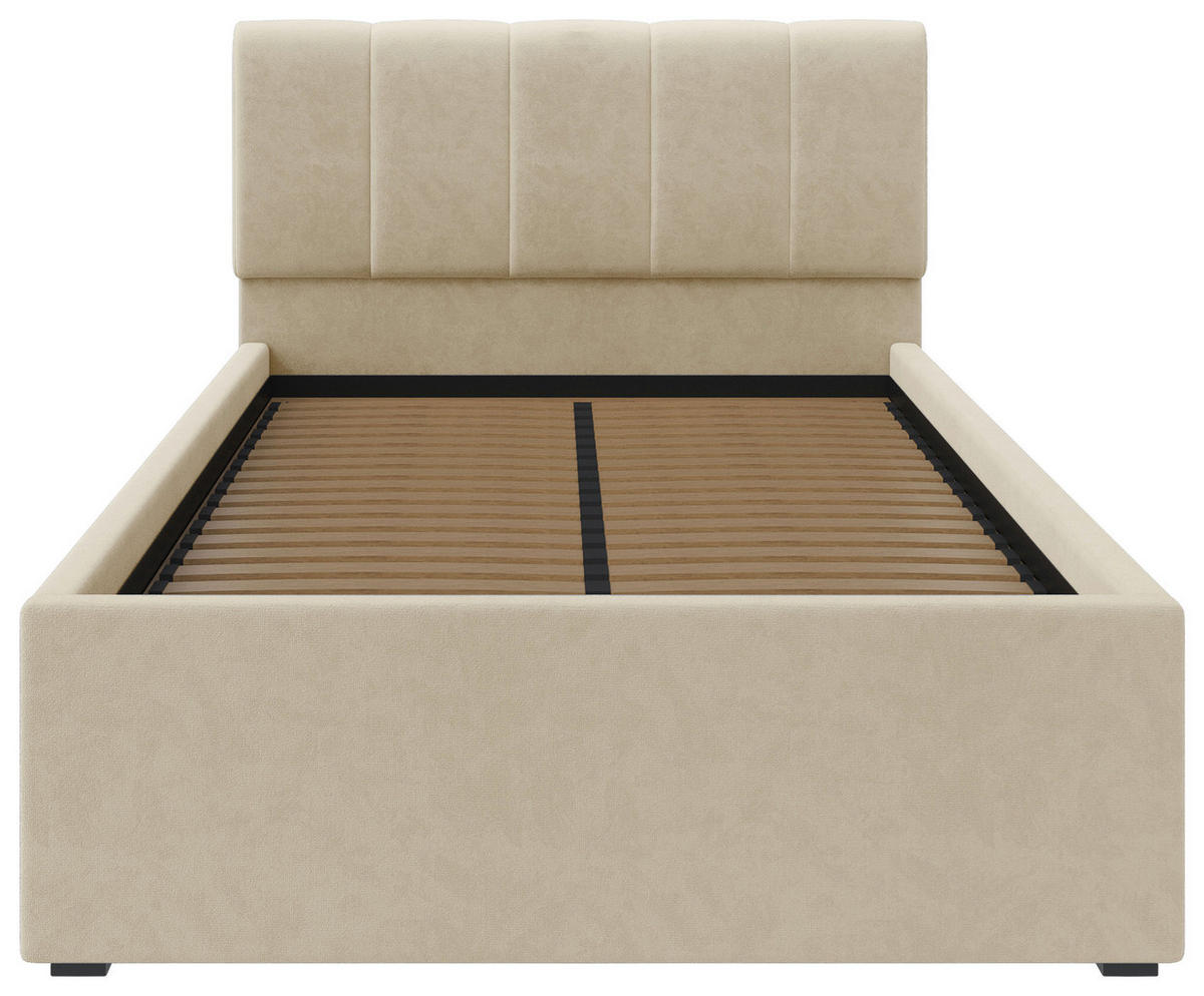 POLSTERBETT 120/200 cm  in Creme  - Creme/Schwarz, Design, Holz/Kunststoff (120/200cm) - Stylife
