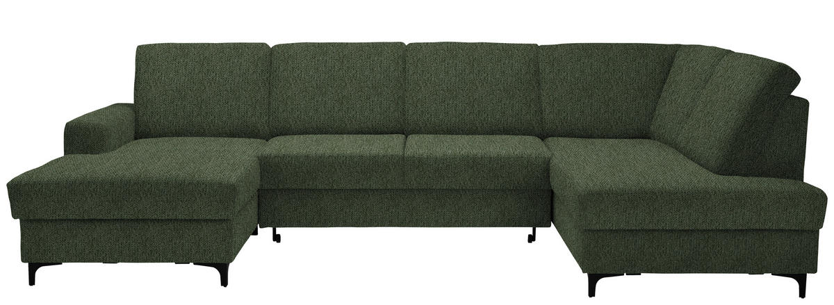 WOHNLANDSCHAFT Webstoff Grün  - Schwarz/Grün, Konventionell, Textil/Metall (167/317/185cm) - Stylife