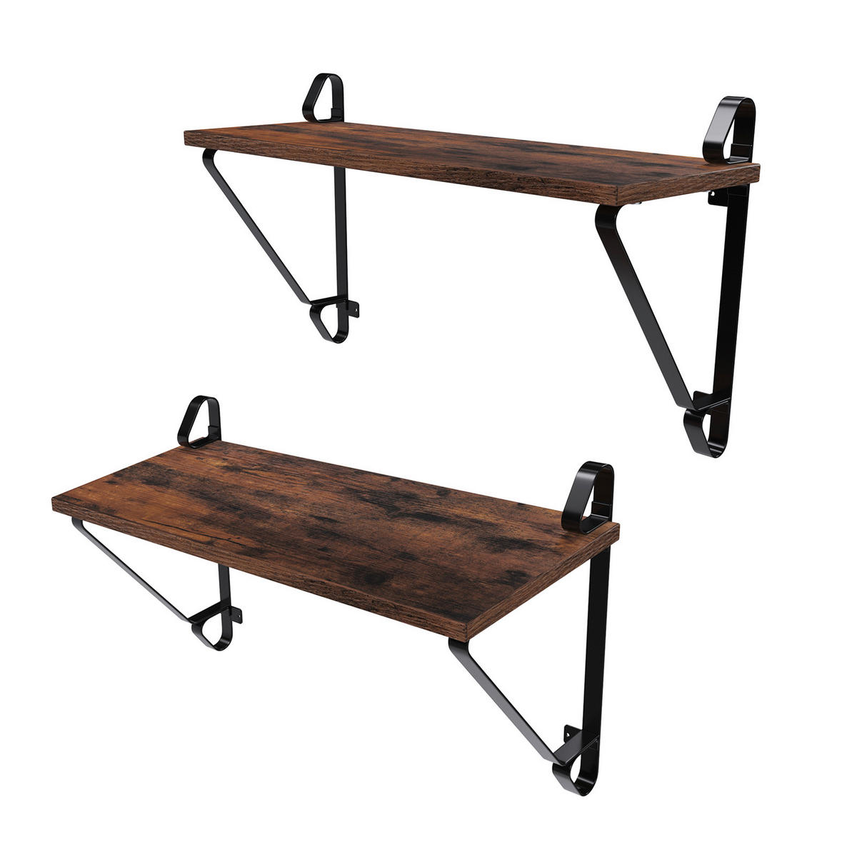 WANDREGALSET 2-teilig Braun, Schwarz  - Schwarz/Braun, Trend, Holzwerkstoff/Metall (60/33/20cm) - Boxxx