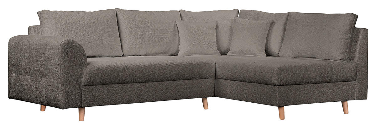ECKSOFA inkl. Hocker Ariella in Bouclé Dunkelgrau  231/161 cm  - Dunkelgrau/Naturfarben, Design, Holz/Textil (231/161cm) - Livetastic