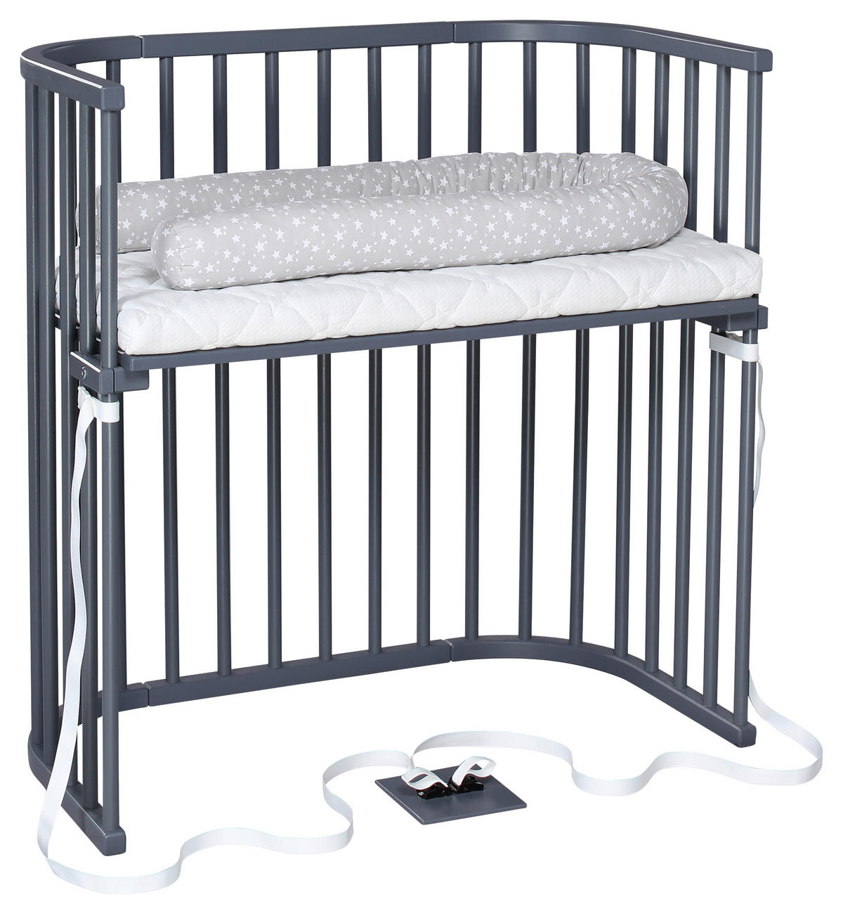 BEISTELLBETT Babybay Boxspring 96,5/54/96 cm  - Schieferfarben/Grau, Basics, Holz (96,5/54/96cm) - Babybay