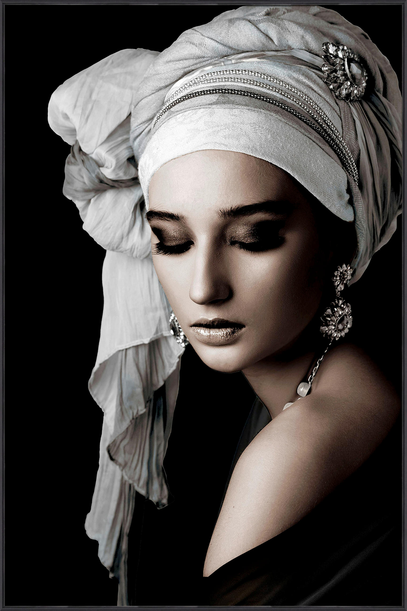 GLASBILD Frauen 80/120 cm  - Schwarz/Grau, Basics, Glas/Papier (80/120cm) - Monee