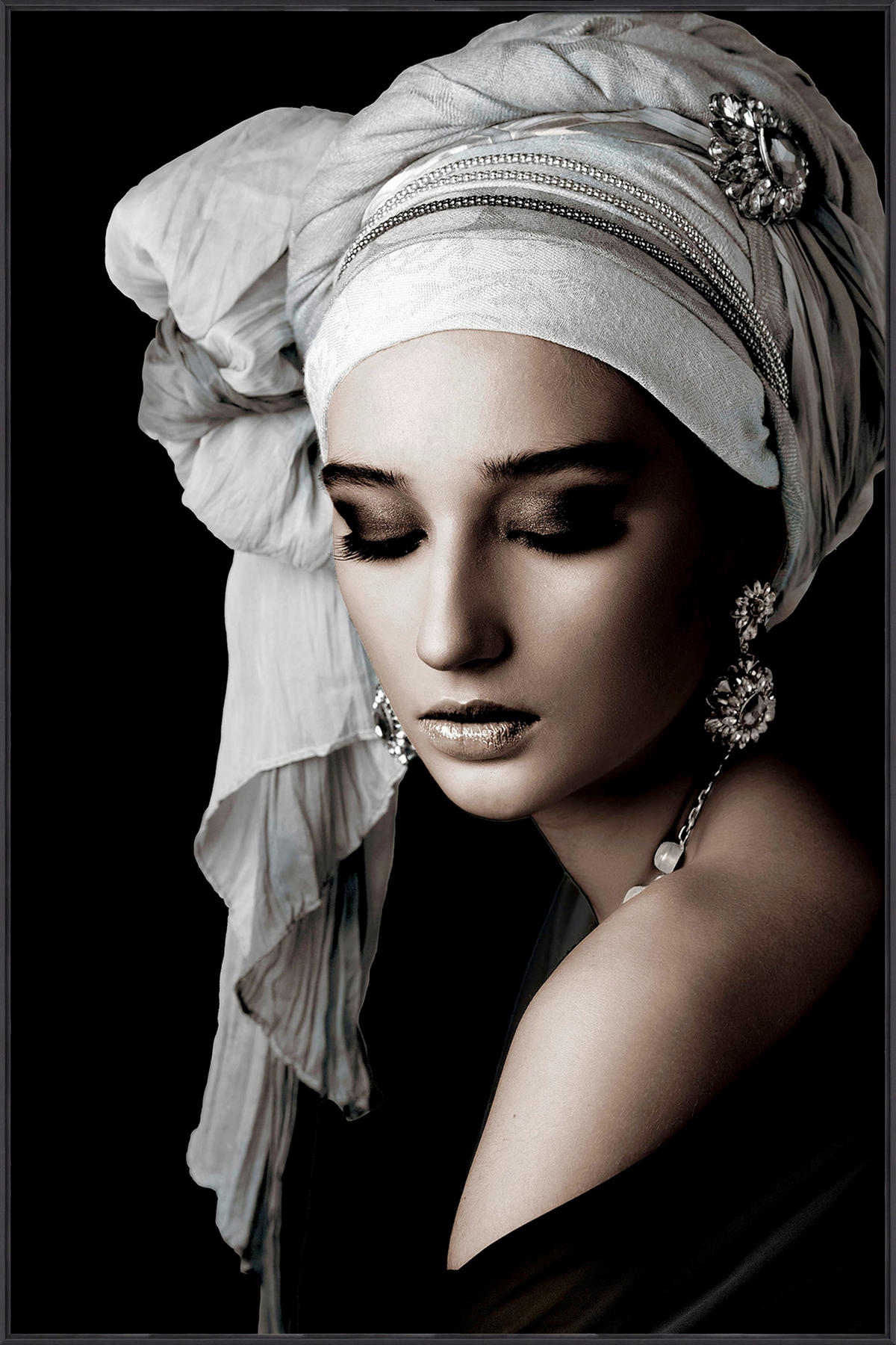 GLASBILD Frauen 80/120 cm  - Schwarz/Grau, Basics, Glas/Papier (80/120cm) - Monee