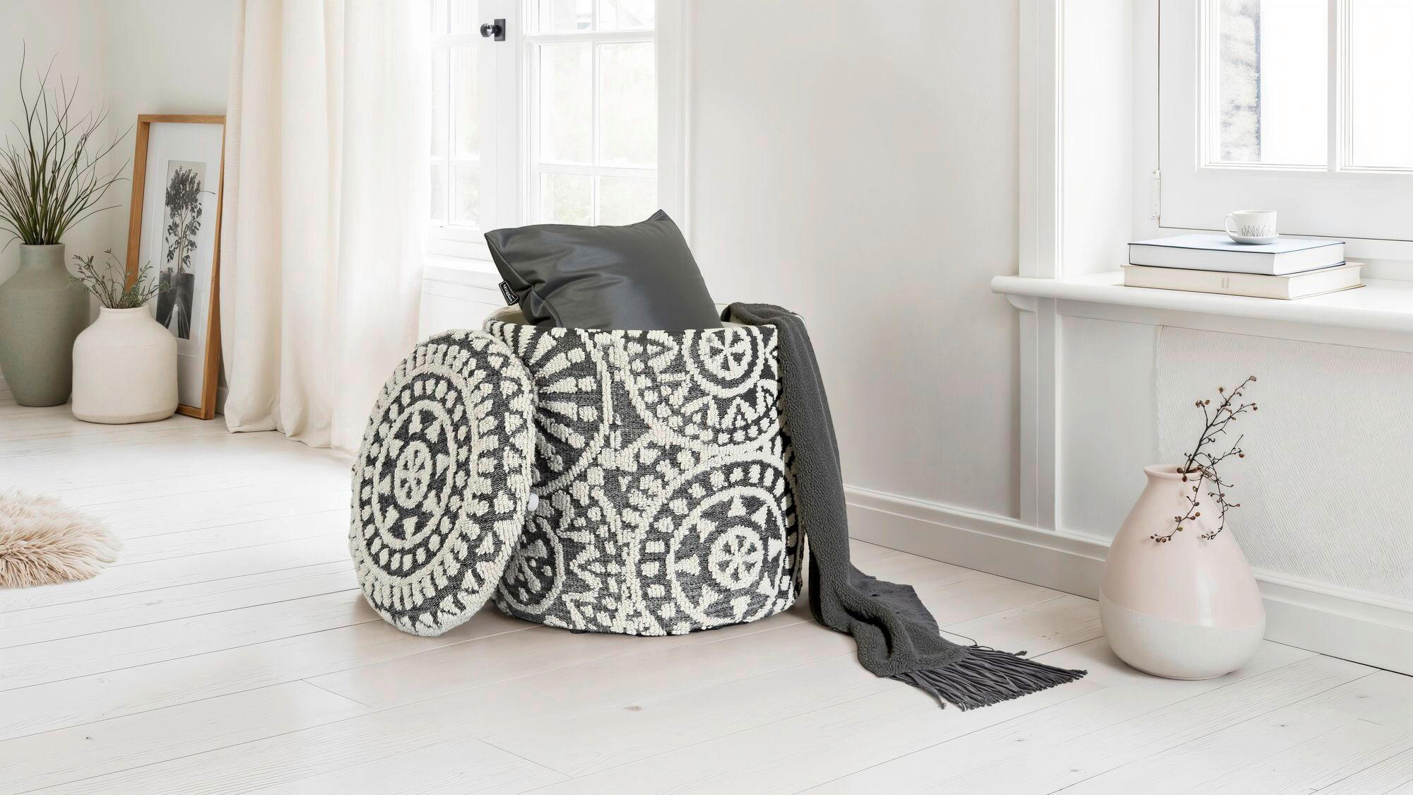 HOCKER Grau  - Grau, Design, Textil (40/45/40cm) - MID.YOU