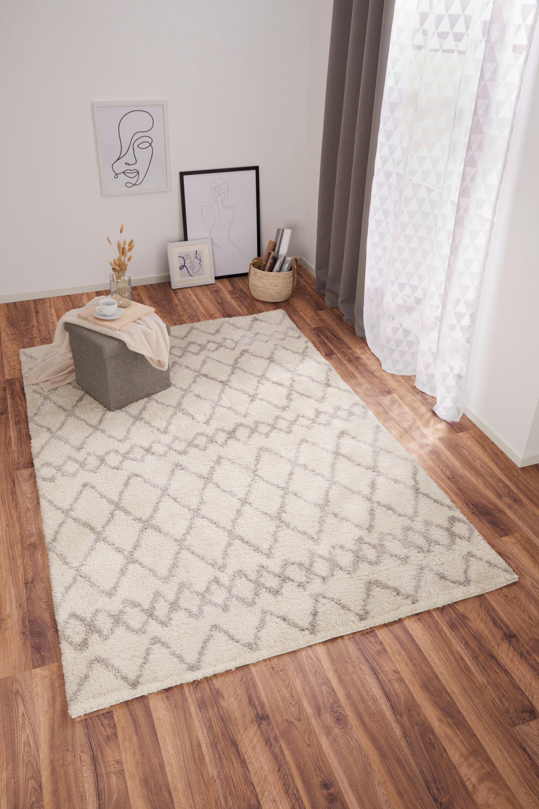 WEBTEPPICH 133/190 cm Pelush Weiß  - Weiß, KONVENTIONELL, Textil (133/190cm)