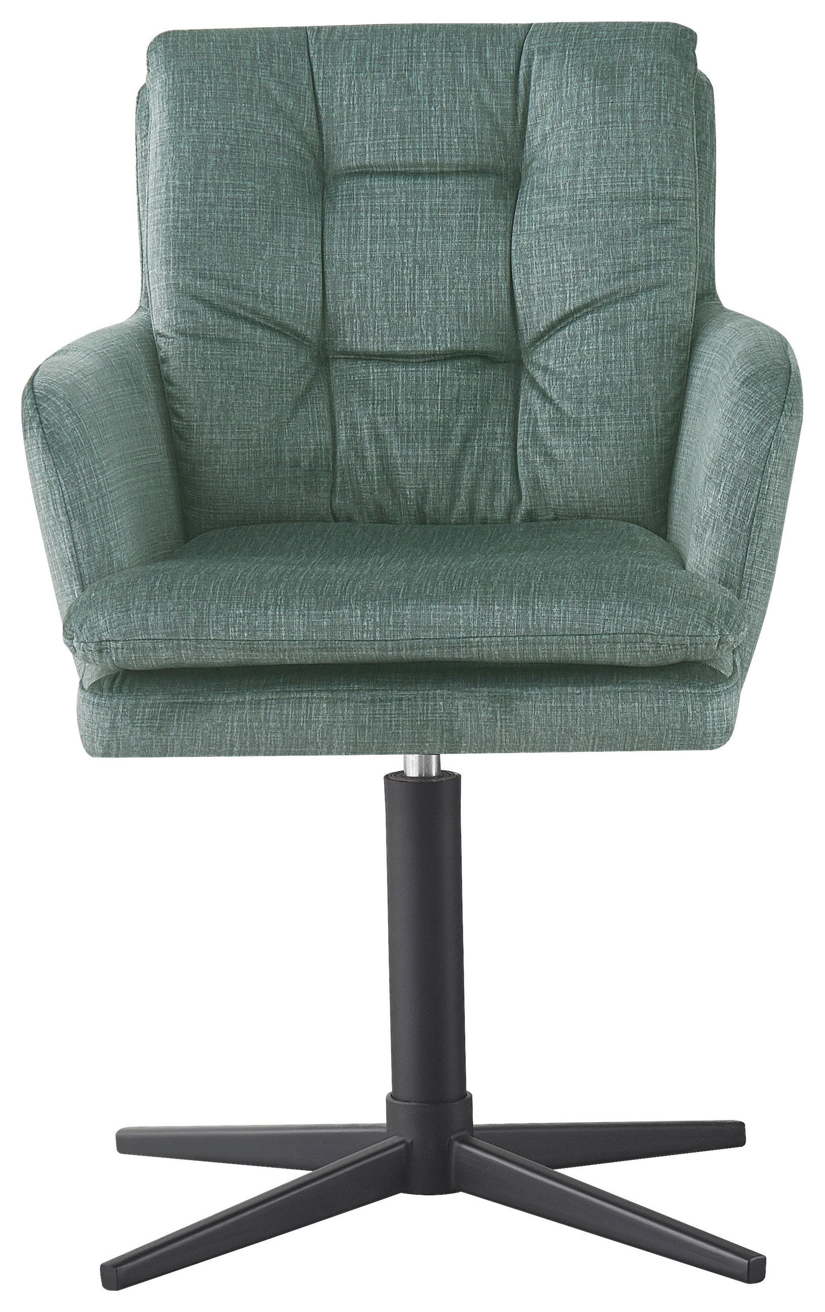 SCAUN CU BRAȚE in negru, verde jad  - verde jad/negru, Design, metal/textil (60/88/67cm) - Novel