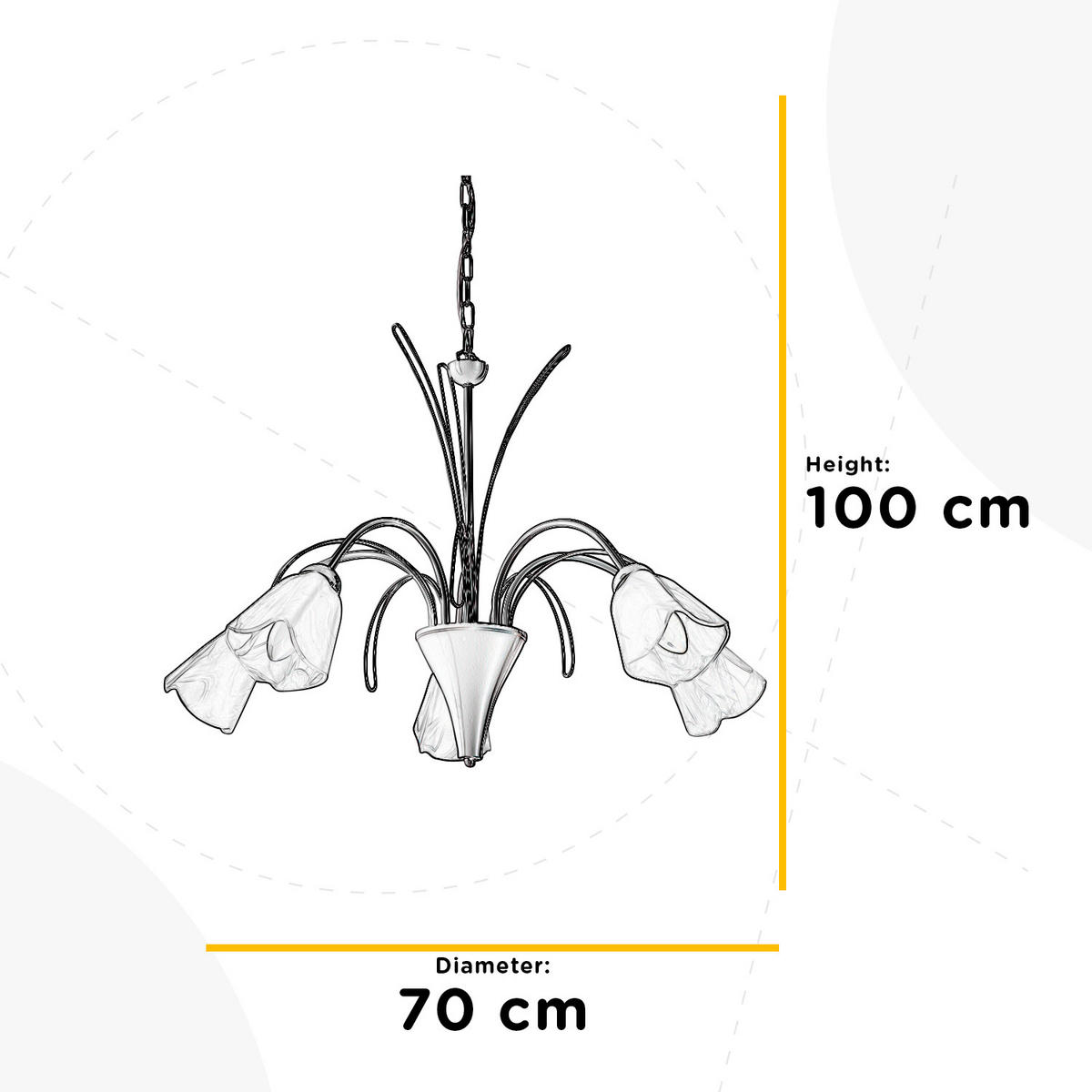KRONLEUCHTER 70/100 cm   - Weiß, KONVENTIONELL, Glas/Metall (70/100cm)