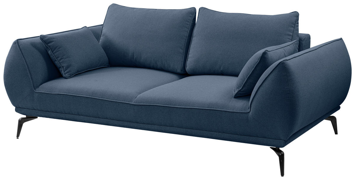 2-SITZER-SOFA Webstoff Dunkelblau  - Schwarz/Dunkelblau, MODERN, Textil/Metall (208/86/118cm) - MID.YOU