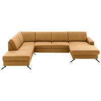 WOHNLANDSCHAFT in Echtleder Currygelb  - Currygelb/Schwarz, Design, Leder/Metall (233/339/165cm) - Beldomo Premium