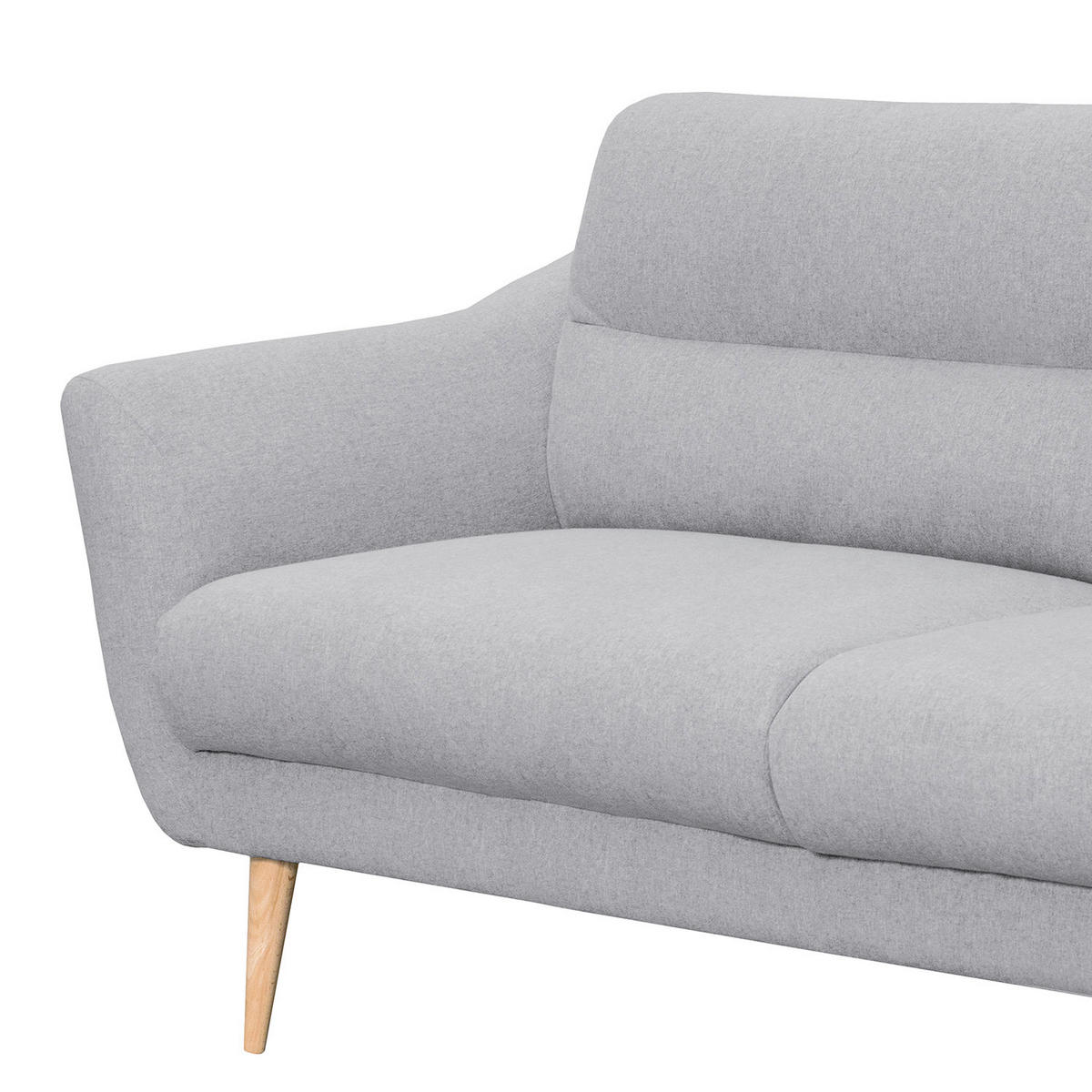2,5-SITZER Webstoff Hellgrau  - Buchefarben/Hellgrau, Design, Holz/Textil (187/87/88cm) - Livetastic