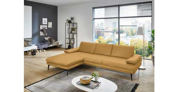 ECKSOFA Beldomo Premium in Echtleder Gelb  180/310 cm  - Gelb/Schwarz, Design, Leder/Metall (180/310cm) - Dieter Knoll
