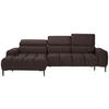 ECKSOFA in Samt, Webstoff Graubraun  - Graubraun/Schwarz, Design, Textil/Metall (177/270cm) - Welnova