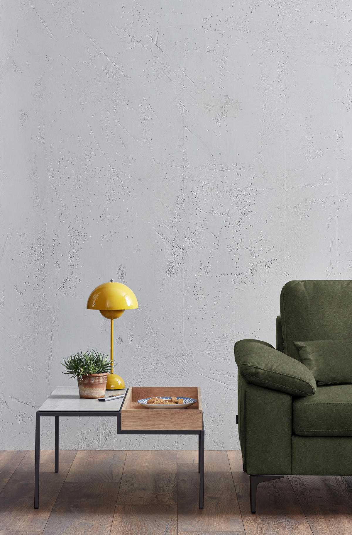 3-SITZER-SOFA  in Echtleder Olivgrün   - Schwarz/Olivgrün, Design, Leder/Metall (224/86/97cm) - Schöner Wohnen