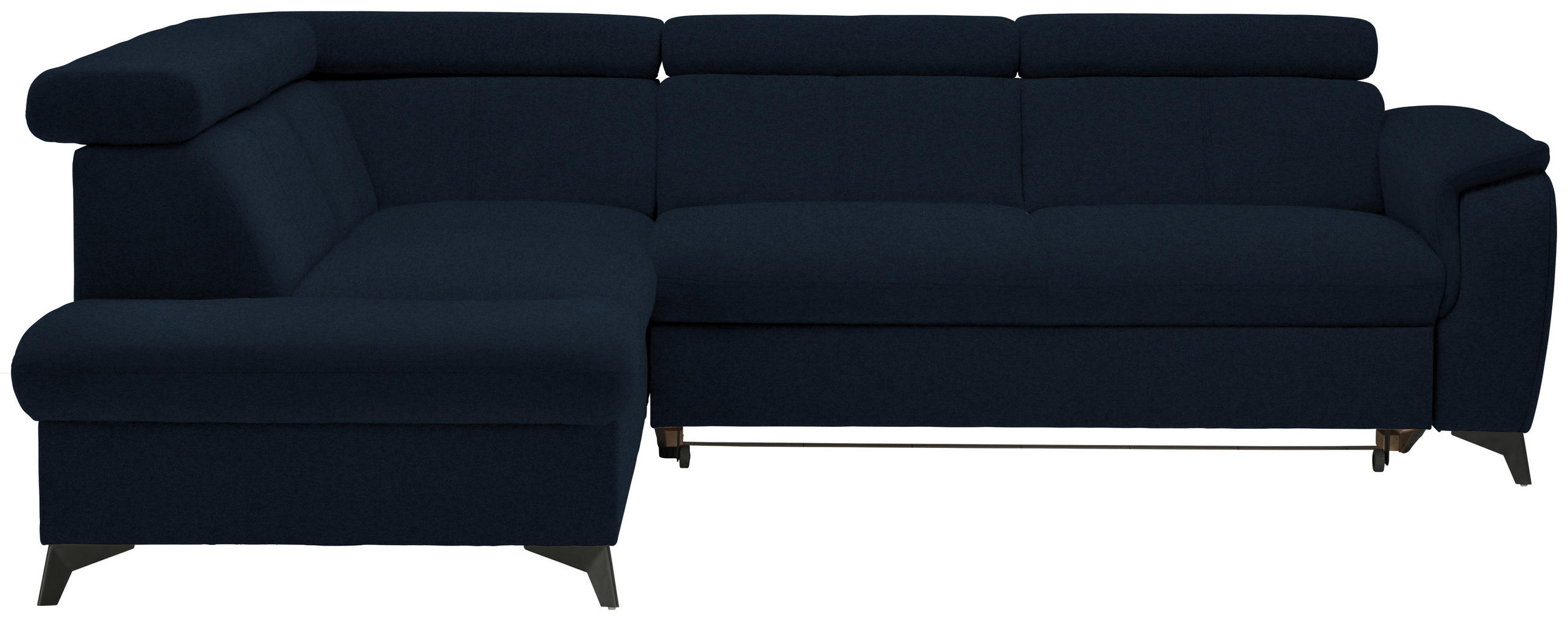 ECKSOFA in Mikrofaser Dunkelblau  - Schwarz/Dunkelblau, Design, Textil/Metall (203/260cm) - Stylife
