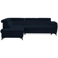 ECKSOFA in Mikrofaser Dunkelblau  - Schwarz/Dunkelblau, Design, Textil/Metall (203/260cm) - Stylife