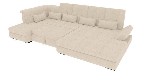 WOHNLANDSCHAFT  in Struktur Perlmutt  - Perlmutt/Schwarz, KONVENTIONELL, Kunststoff/Textil (222/358/212cm) - Carryhome