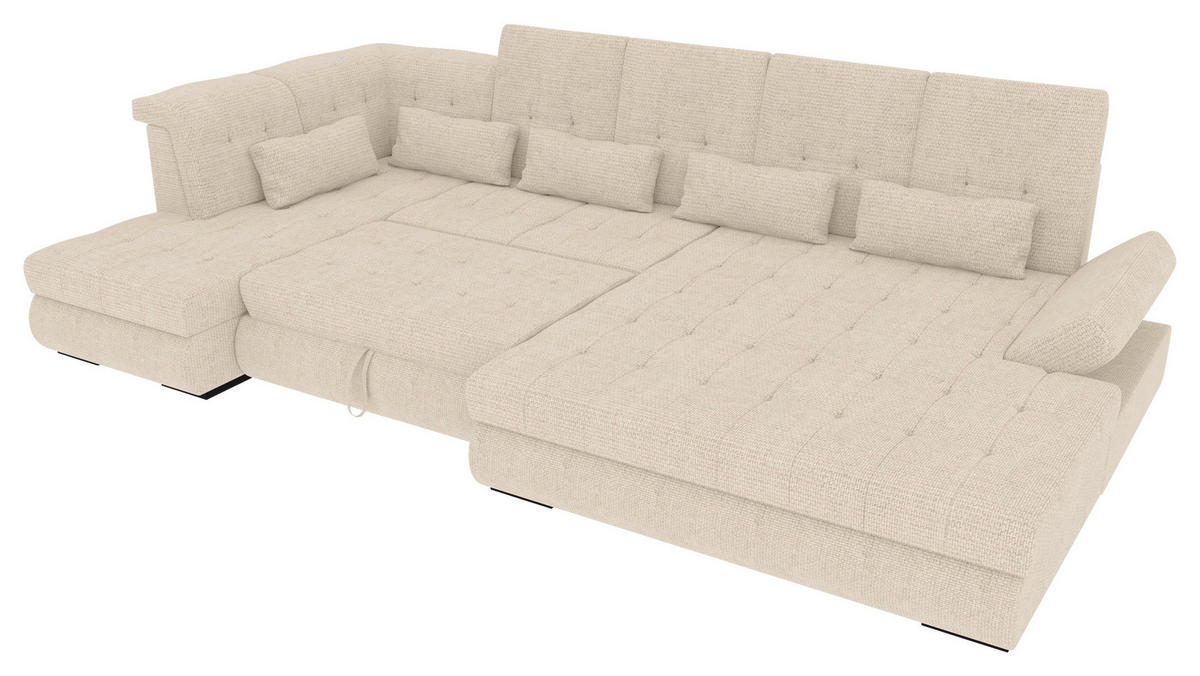 WOHNLANDSCHAFT Perlmutt Struktur  - Perlmutt/Schwarz, KONVENTIONELL, Kunststoff/Textil (222/358/212cm) - Carryhome