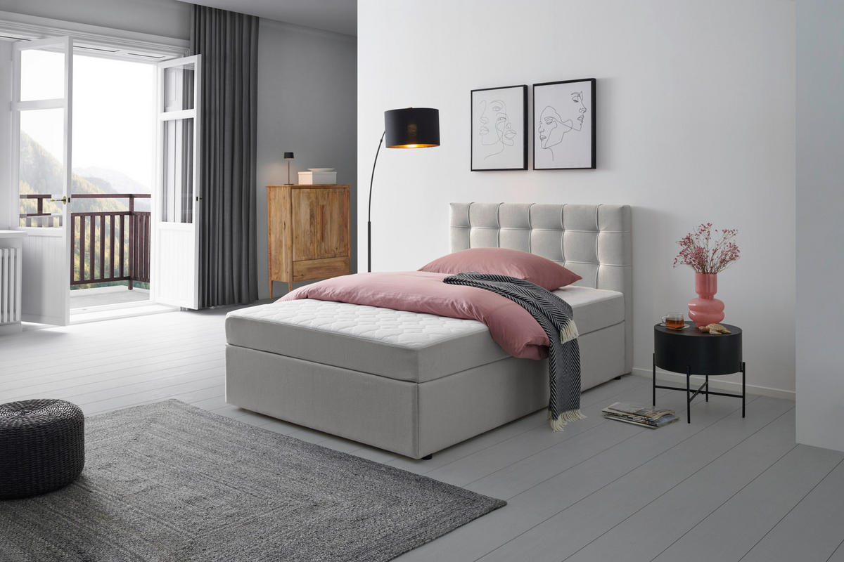 BOXBETT 120/200 cm  in Grau  - Grau, Modern, Holz/Textil (120/200cm) - MID.YOU