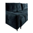 ECKSOFA Blau Chenille Rückenkissen, Bettkasten, Schlaffunktion, Rücken echt, Liegefläche im Originalstoff  - Blau/Schwarz, KONVENTIONELL, Holz/Textil (266/180cm) - Carryhome