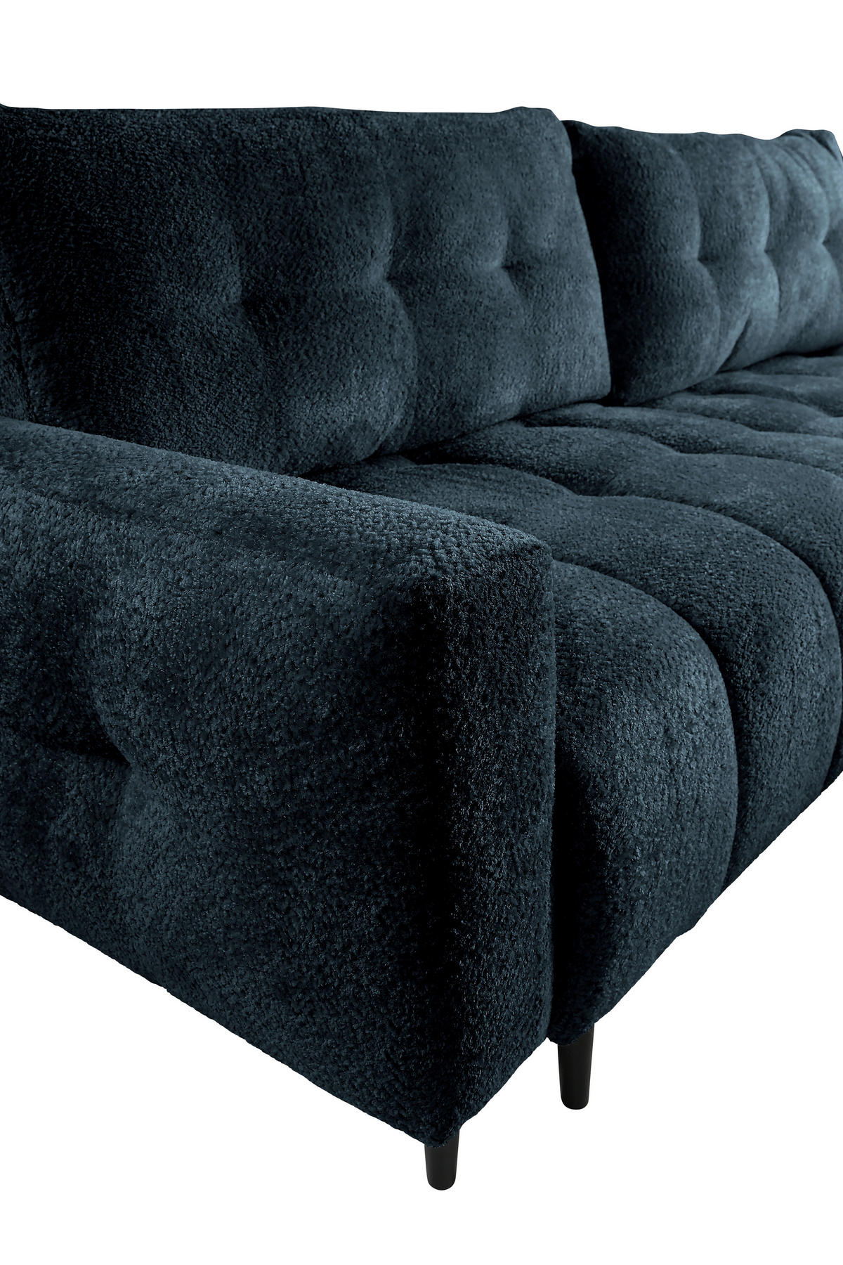 ECKSOFA in Chenille Blau  - Blau/Schwarz, Konventionell, Holz/Textil (266/180cm) - MID.YOU