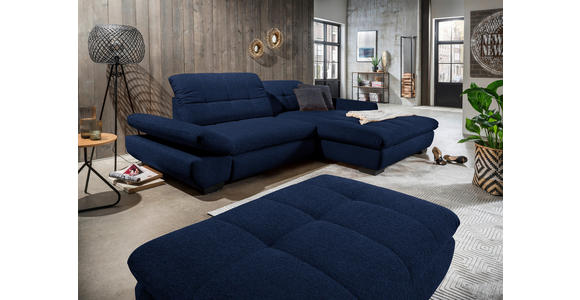 ECKSOFA in Mikrofaser Blau  - Blau/Schwarz, Design, Textil/Metall (290/198cm) - Xora