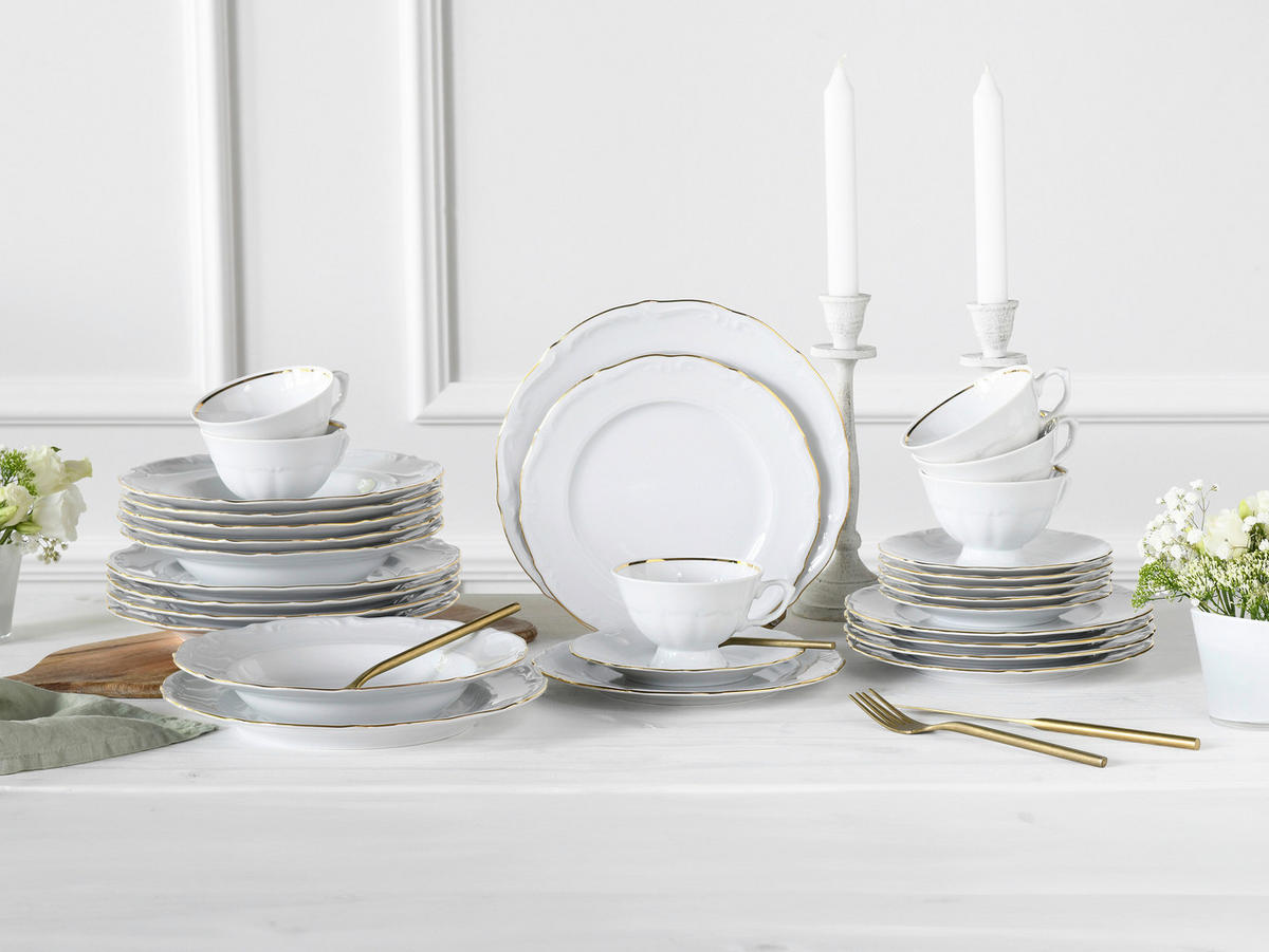 KOMBISERVICE Maria Theresia Gold 30-teilig  - Goldfarben/Weiß, Basics, Keramik (44/28/33cm) - Creatable