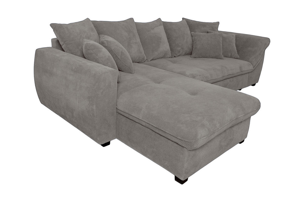 ECKSOFA LORENZO Grau Struktur Liegefläche im Originalstoff  - Schwarz/Grau, Design, Textil/Metall (188/302cm) - P & B