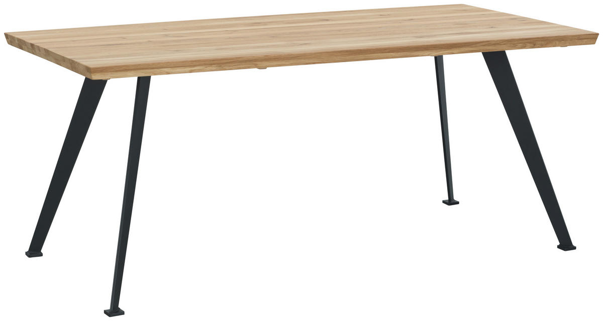 ESSTISCH Wildeiche massiv rechteckig Wildeiche  - Wildeiche/Schwarz, Natur, Holz/Metall (160/90/77cm) - Livetastic