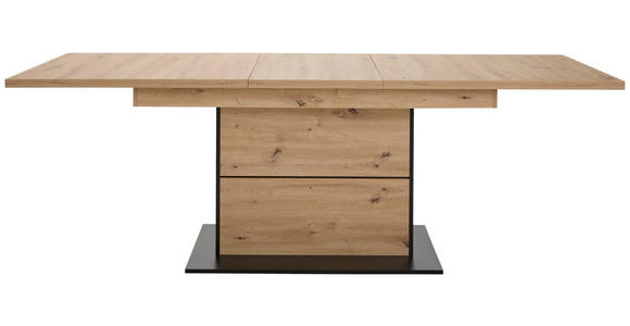 ESSTISCH Schwarz, Eiche Artisan rechteckig ausziehbar - Schwarz/Eiche Artisan, Design, Holzwerkstoff (180-230/90/77cm) - Hom`in