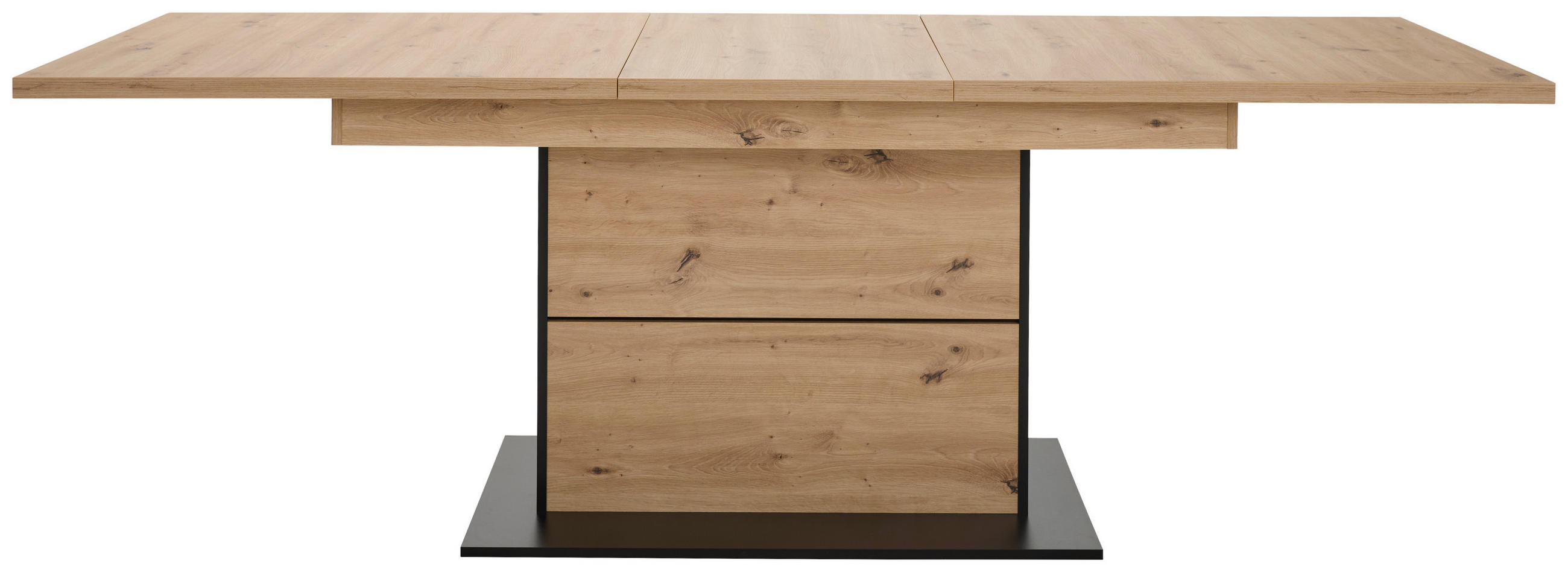 ESSTISCH Schwarz, Eiche Artisan rechteckig  ausziehbar  - Schwarz/Eiche Artisan, Design, Holzwerkstoff (180-230/90/77cm) - Hom`in
