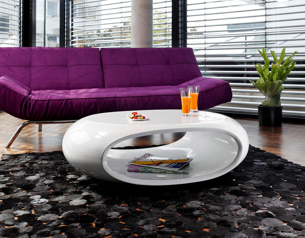 COUCHTISCH - Weiß Hochglanz, Design, Kunststoff (100/70/32cm) - Livetastic