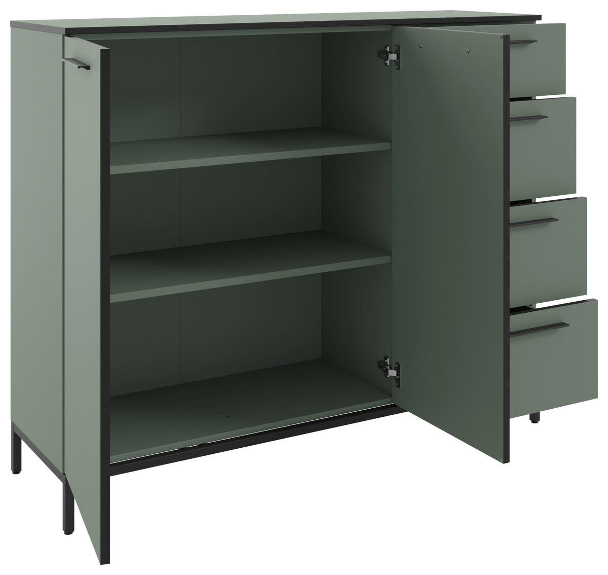 SIDEBOARD Soul  in 135/111/40 cm  - Schilfgrün/Schwarz, MODERN, Holzwerkstoff/Metall (135/111/40cm)