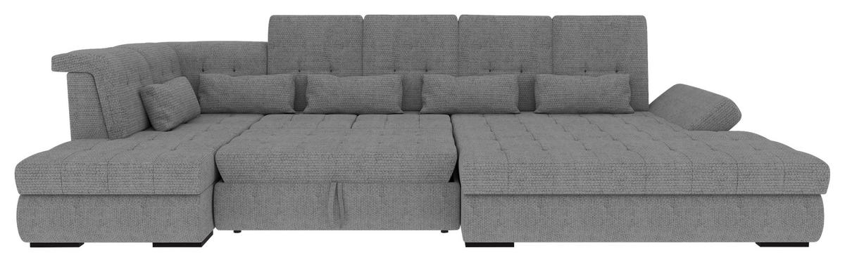 WOHNLANDSCHAFT Grau Struktur  - Schwarz/Grau, KONVENTIONELL, Kunststoff/Textil (222/358/212cm) - Carryhome