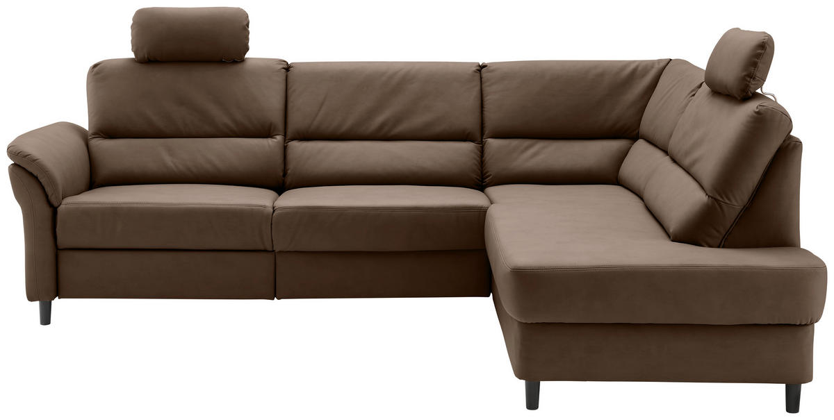 ECKSOFA in Lederlook Braun  - Schwarz/Braun, Modern, Holz/Textil (266/190cm) - Livetastic