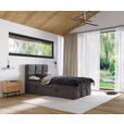 BOXBETT 120/200 cm,  in Dunkelgrau, gepolstertes Kopfteil, Bettkasten, Topper, H3 = fest  - Dunkelgrau/Schwarz, Design, Holzwerkstoff/Kunststoff (120/200cm) - Xora