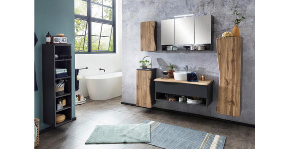 MIDISCHRANK 30/130/35 cm  - Silberfarben/Eiche Wotan, Natur, Holzwerkstoff/Kunststoff (30/130/35cm) - Xora