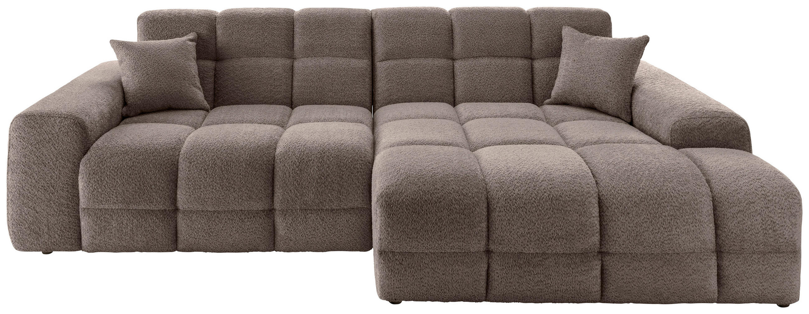 ECKSOFA in Bouclé Taupe  - Taupe/Schwarz, Modern, Kunststoff/Textil (301/152cm) - Livetastic